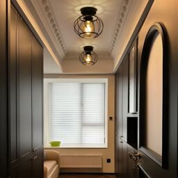 COMELY Industrial Ceiling Lights, Semi Flush Ceiling Lights, E27, Black - thumbnail 4