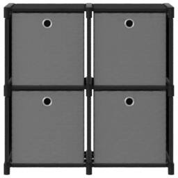 Berkfield Home 4-Cube Display Shelf with Boxes Black 69x30x72.5 cm Fabric - thumbnail 1