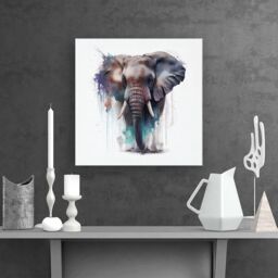 Warren Reed - Designer Elephant Splashart Canvas in Yellow - Size: w10 inch x h10 inch - thumbnail 2