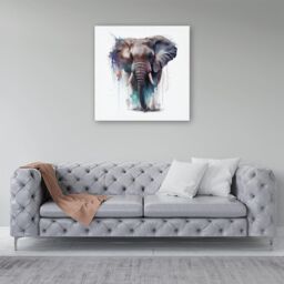 Warren Reed - Designer Elephant Splashart Canvas in Yellow - Size: w10 inch x h10 inch - thumbnail 4