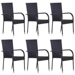 Berkfield Home 7 Piece Garden Dining Set Poly Rattan Black - thumbnail 3