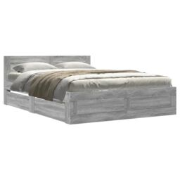 Berkfield Home Bed Frame with Headboard without Mattress Grey Sonoma 120x200 cm - Size: Small Double - thumbnail 2