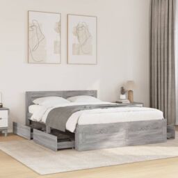 Berkfield Home Bed Frame with Headboard without Mattress Grey Sonoma 120x200 cm - Size: Small Double