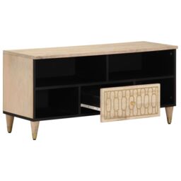 Berkfield Home TV Cabinet 100x33x46 cm Solid Wood Mango in Brown - Size: 100 x 33 x 46 cm - thumbnail 2