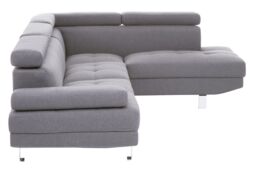 Orsina Contemporary Ochre Linen Corner Sofa, Velvet Upholstered Mid Century Sofa, Refined Sofa For Livingroom in Grey - thumbnail 4