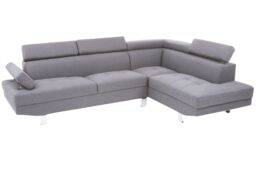 Orsina Contemporary Ochre Linen Corner Sofa, Velvet Upholstered Mid Century Sofa, Refined Sofa For Livingroom in Grey - thumbnail 5