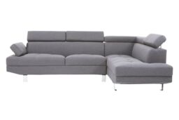 Orsina Contemporary Ochre Linen Corner Sofa, Velvet Upholstered Mid Century Sofa, Refined Sofa For Livingroom in Grey - thumbnail 7