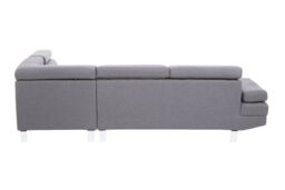 Orsina Contemporary Ochre Linen Corner Sofa, Velvet Upholstered Mid Century Sofa, Refined Sofa For Livingroom in Grey - thumbnail 2