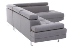 Orsina Contemporary Ochre Linen Corner Sofa, Velvet Upholstered Mid Century Sofa, Refined Sofa For Livingroom in Grey - thumbnail 3