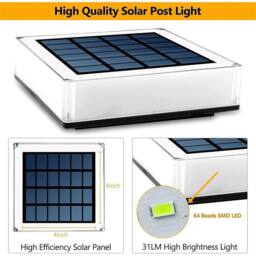SPETLEK Solar LED Post Cap Light Square Garden Deck Fence Lamp Landscape in White - thumbnail 4