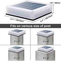 SPETLEK Solar LED Post Cap Light Square Garden Deck Fence Lamp Landscape in White - thumbnail 2