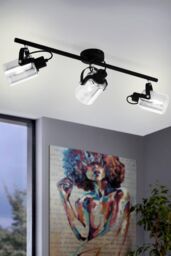 Eglo Berregas Glass & Metal 3-Light Spot Light in Black - thumbnail 2