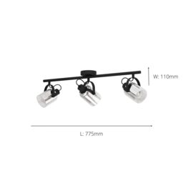 Eglo Berregas Glass & Metal 3-Light Spot Light in Black - thumbnail 3