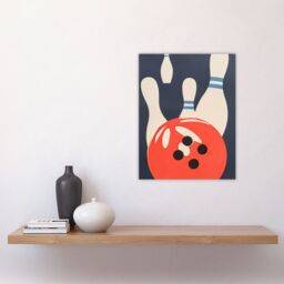 "Artery8 Bowling Ball & Pins Strike Simple Design Fun Wall Art Print - Size: W18"" x H24""" - thumbnail 4