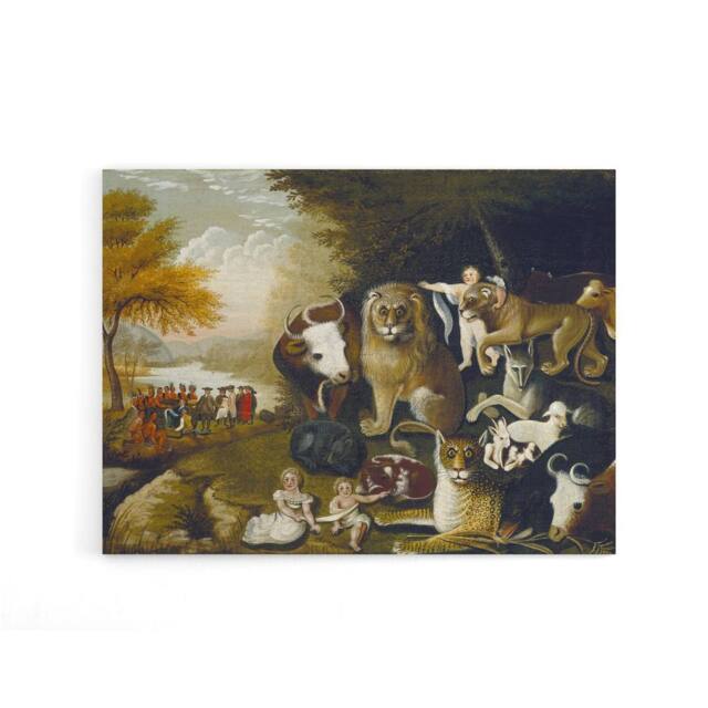 "Artery8 Edward Hicks The Peaceable Kingdom Canvas Wall Art Print in Brown - Size: W18"" x H24""" - image 1