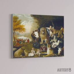 "Artery8 Edward Hicks The Peaceable Kingdom Canvas Wall Art Print in Brown - Size: W18"" x H24""" - thumbnail 2