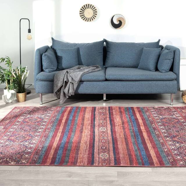 THE RUGS Zahra Washable Persian Classic Rug - Soft Durable Polyester Pile in Red - Size: 160 cm x 230 cm - image 1