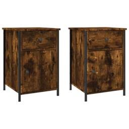 Berkfield Home Bedside Cabinets 2 pcs Smoked Oak 40x42x60 cm Engineered Wood in Brown - Size: 40 x 42 x 60 cm - thumbnail 1