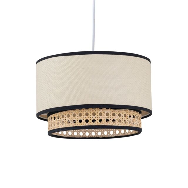First Choice Lighting Koral - Natural Rattan & Cane 25 cm Easy Fit Two Tier Pendant Shade - image 1
