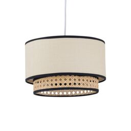 First Choice Lighting Koral - Natural Rattan & Cane 25 cm Easy Fit Two Tier Pendant Shade - thumbnail 1
