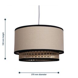 First Choice Lighting Koral - Natural Rattan & Cane 25 cm Easy Fit Two Tier Pendant Shade - thumbnail 8