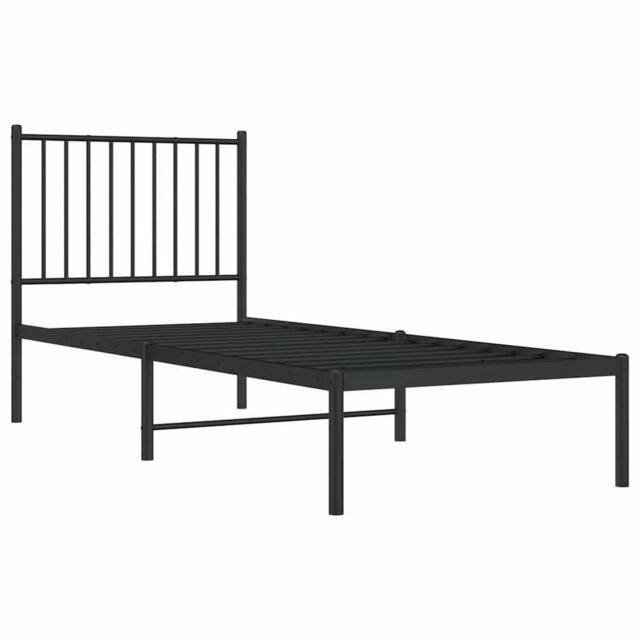 Berkfield Home Metal Bed Frame with Headboard Black 75x190 cm Small Single - image 1