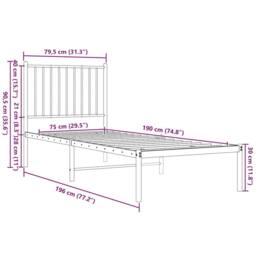 Berkfield Home Metal Bed Frame with Headboard Black 75x190 cm Small Single - thumbnail 9