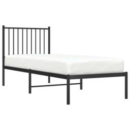 Berkfield Home Metal Bed Frame with Headboard Black 75x190 cm Small Single - thumbnail 4