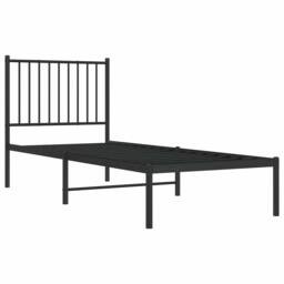 Berkfield Home Metal Bed Frame with Headboard Black 75x190 cm Small Single - thumbnail 1