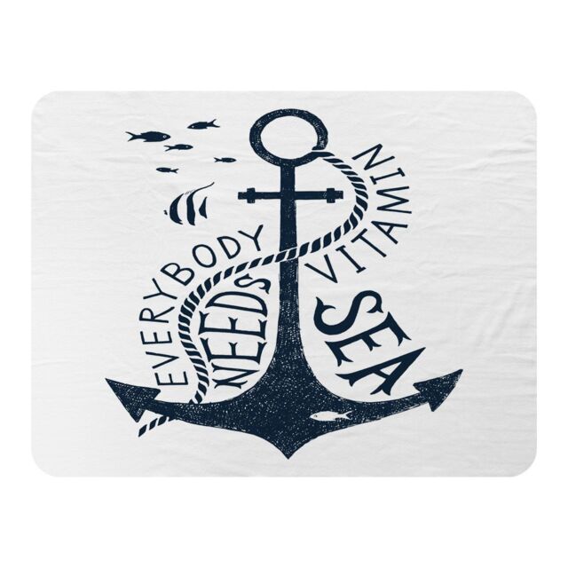 Benjamin Tate Design Everybody Needs Vitamin Sea Blanket in Natural - Size: 120 cm x 150 cm - image 1