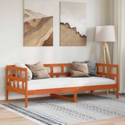 Berkfield Home Beautiful Day Bed without Mattress Wax Brown 90x200 cm Solid Wood Pine - thumbnail 2