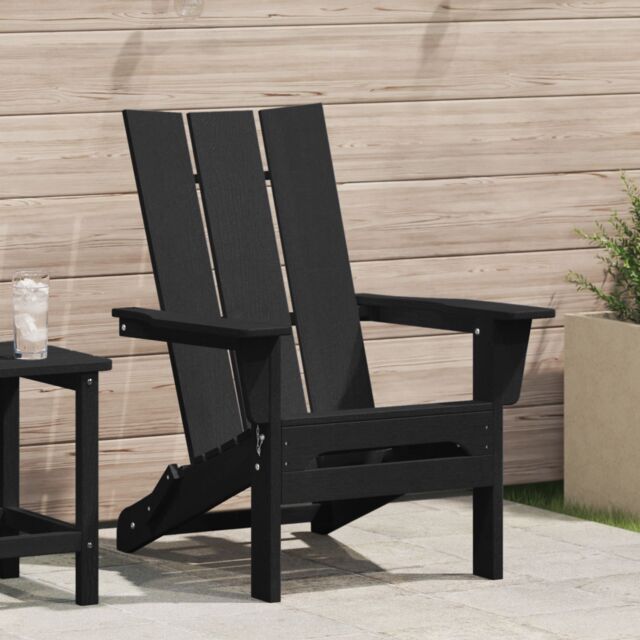 Berkfield Home Folding Adirondack Chair Black 74.5x80.5x90 cm HDPE - image 1