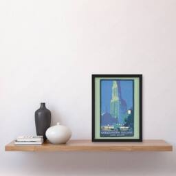 Artery8 Woolworth Building June Night Elmer Framed Wall Art Print in Blue - Size: A4 - thumbnail 4