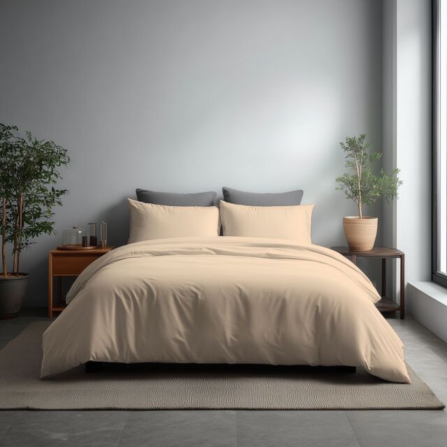 Snug City Microfibre Soft Touch Duvet Cover & Pillowcase/s Set Bed Linen in Cream - Size: Single - image 1