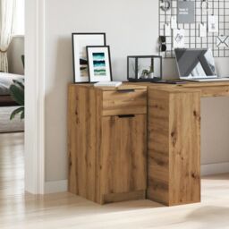 Berkfield Home Desk Cabinet Artisan Oak 33x50x75 cm Engineered Wood in Brown - Size: 33 x 50 x 75 cm - thumbnail 3