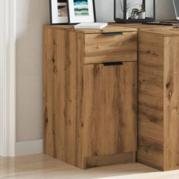 Berkfield Home Desk Cabinet Artisan Oak 33x50x75 cm Engineered Wood in Brown - Size: 33 x 50 x 75 cm - thumbnail 4