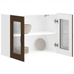 Berkfield Home Kitchen Wall Cabinet with Glass Door Kalmar Brown Oak Engineered Wood - thumbnail 5