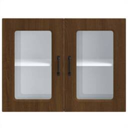 Berkfield Home Kitchen Wall Cabinet with Glass Door Kalmar Brown Oak Engineered Wood - thumbnail 6