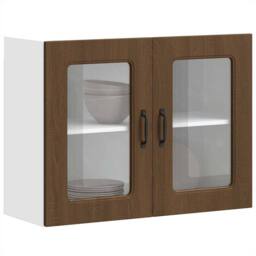 Berkfield Home Kitchen Wall Cabinet with Glass Door Kalmar Brown Oak Engineered Wood - thumbnail 2