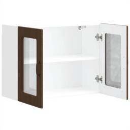 Berkfield Home Kitchen Wall Cabinet with Glass Door Kalmar Brown Oak Engineered Wood - thumbnail 7