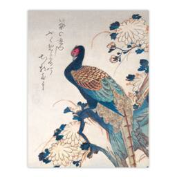 Artery8 Utagawa Hiroshige Framed Wall Art Print Pheasant & Chrysanthemums in Blue - Size: A4 - thumbnail 3