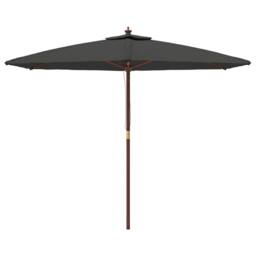 Berkfield Home Durable Garden Parasol with Wooden Pole Anthracite 299x240 cm in Charcoal - thumbnail 1