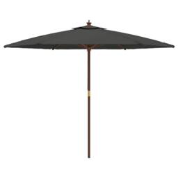 Berkfield Home Durable Garden Parasol with Wooden Pole Anthracite 299x240 cm in Charcoal - thumbnail 4