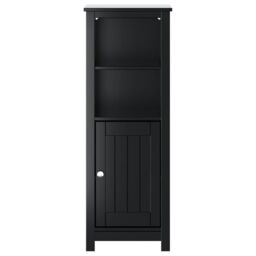 Berkfield Home Bathroom Cabinet BERG Black 40x34x110 cm Solid Wood Pine - Size: 40 x 34 x 110 cm - thumbnail 3