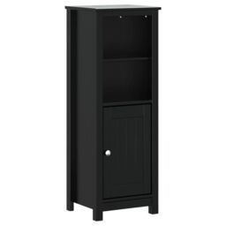 Berkfield Home Bathroom Cabinet BERG Black 40x34x110 cm Solid Wood Pine - Size: 40 x 34 x 110 cm - thumbnail 2
