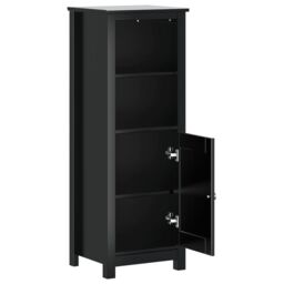 Berkfield Home Bathroom Cabinet BERG Black 40x34x110 cm Solid Wood Pine - Size: 40 x 34 x 110 cm - thumbnail 4