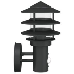 Berkfield Home Outdoor Wall Lights with Sensors 2pcs Black Stainless Steel - thumbnail 5