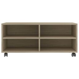 Berkfield Home TV Cabinet with Castors Sonoma Oak 90x35x35 cm Engineered Wood in Brown - Size: 90 x 35 x 35 cm - thumbnail 4