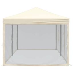 Berkfield Home Folding Party Tent with Sidewalls Cream 3x6 m in Beige - thumbnail 4