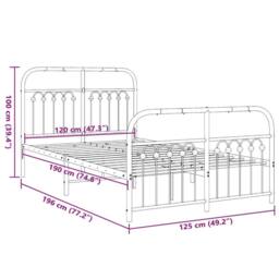 Berkfield Home Metal Bed Frame without Mattress with Footboard White 120x190cm - Size: 120x190 cm - thumbnail 8
